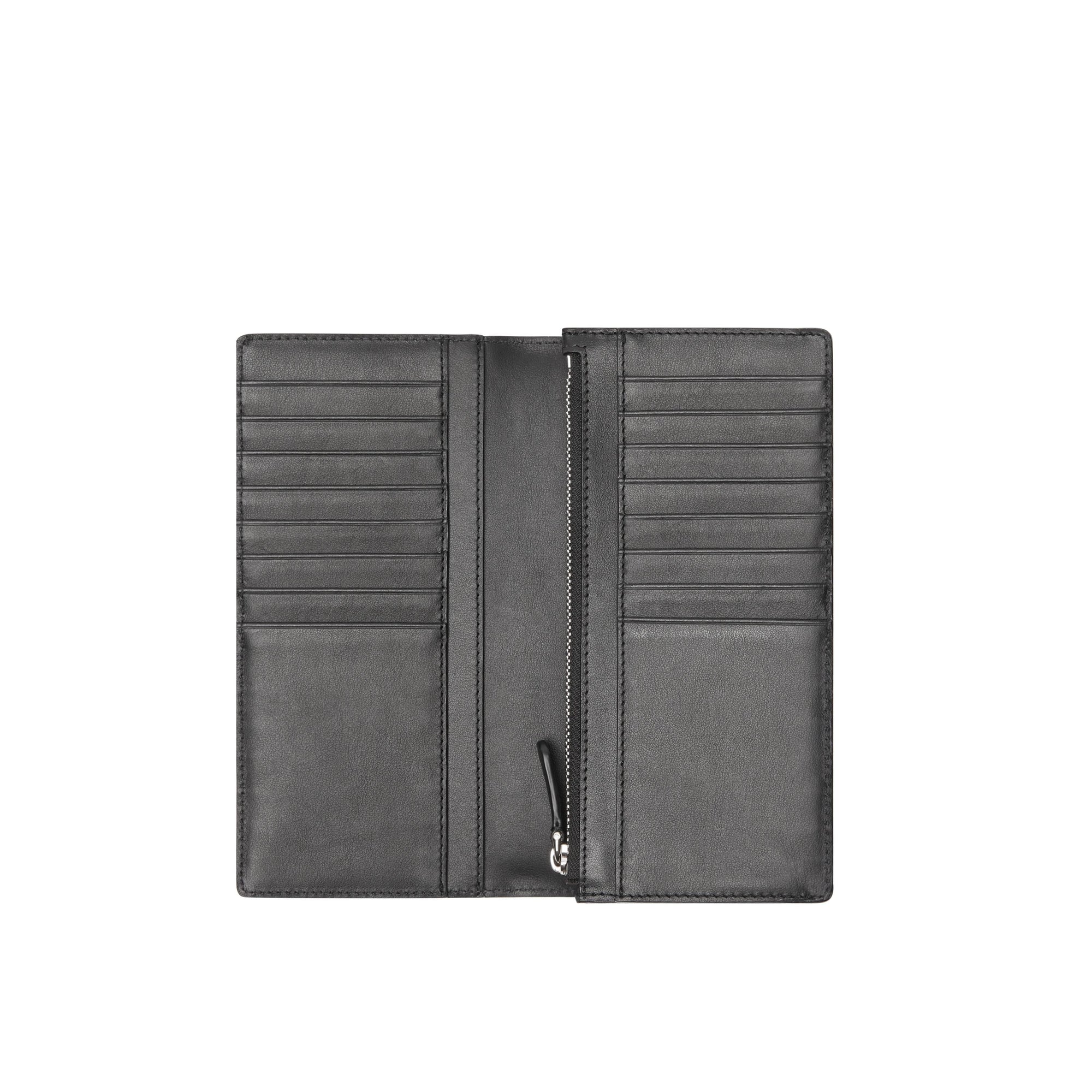 CHARCOAL/BLACK Portefeuille continental en cuir et London check