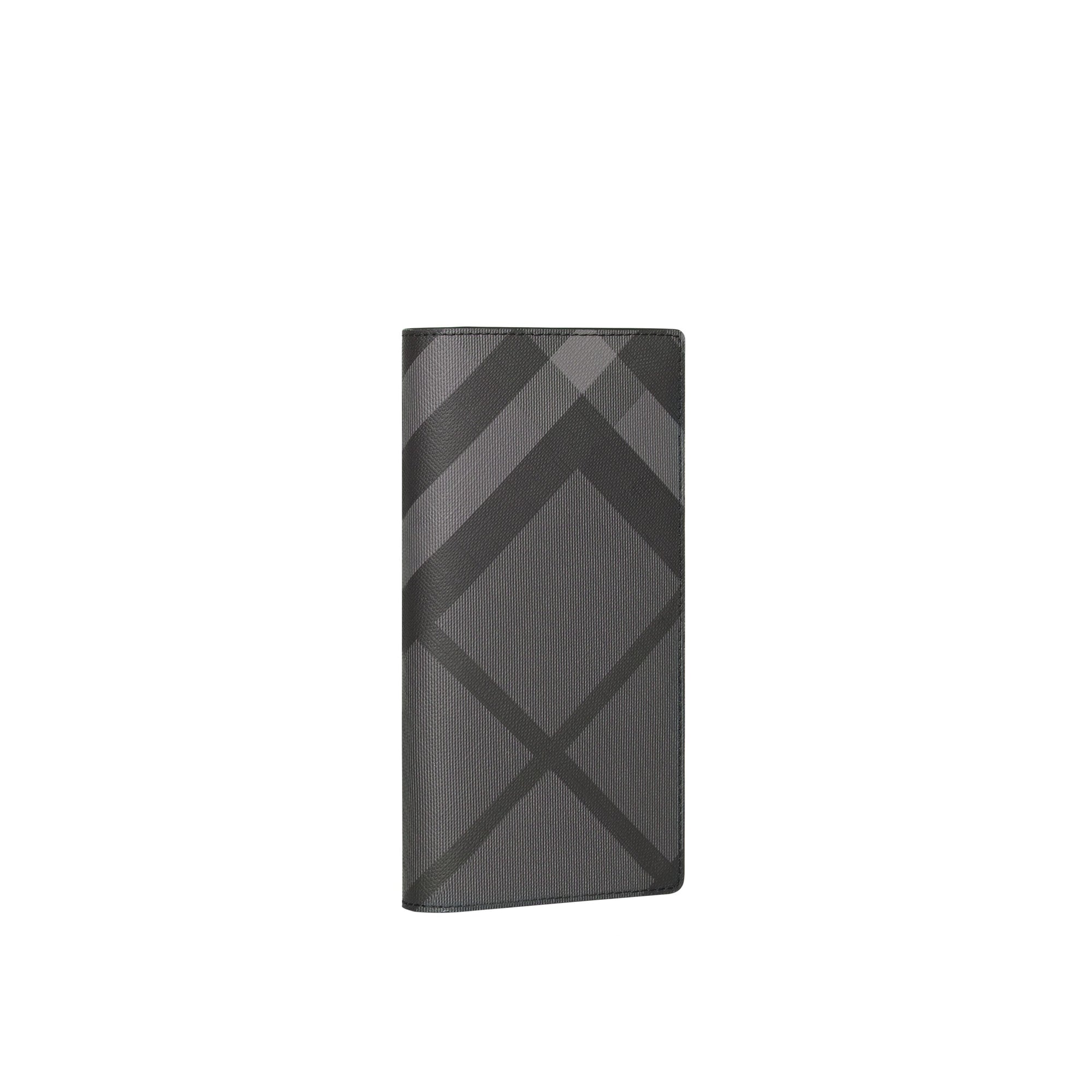CHARCOAL/BLACK Portefeuille continental en cuir et London check