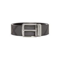 Ceinture réversible en tissu london check et cuir - Anthracite & noir
