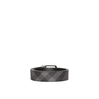 Ceinture réversible en tissu london check et cuir - Anthracite & noir