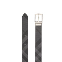 Ceinture réversible en tissu london check et cuir - Anthracite & noir