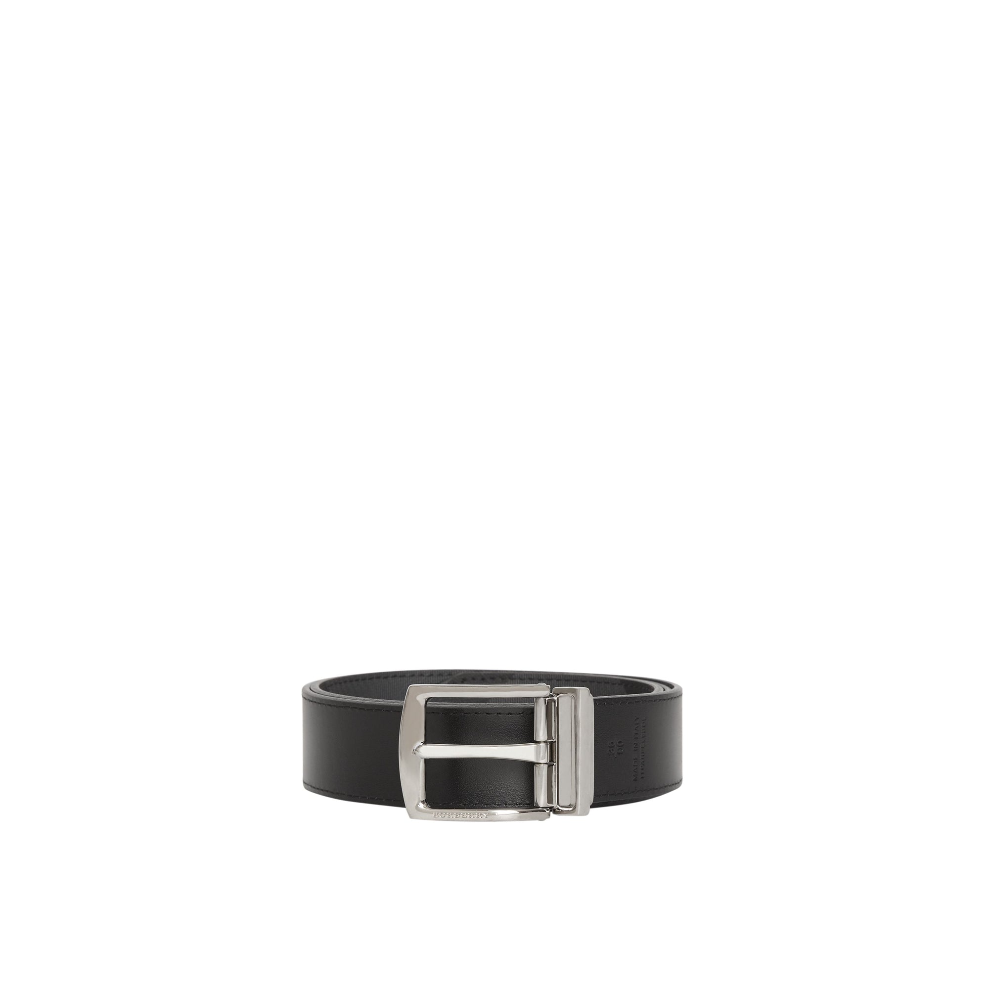 Ceinture réversible en tissu london check et cuir - Anthracite & noir