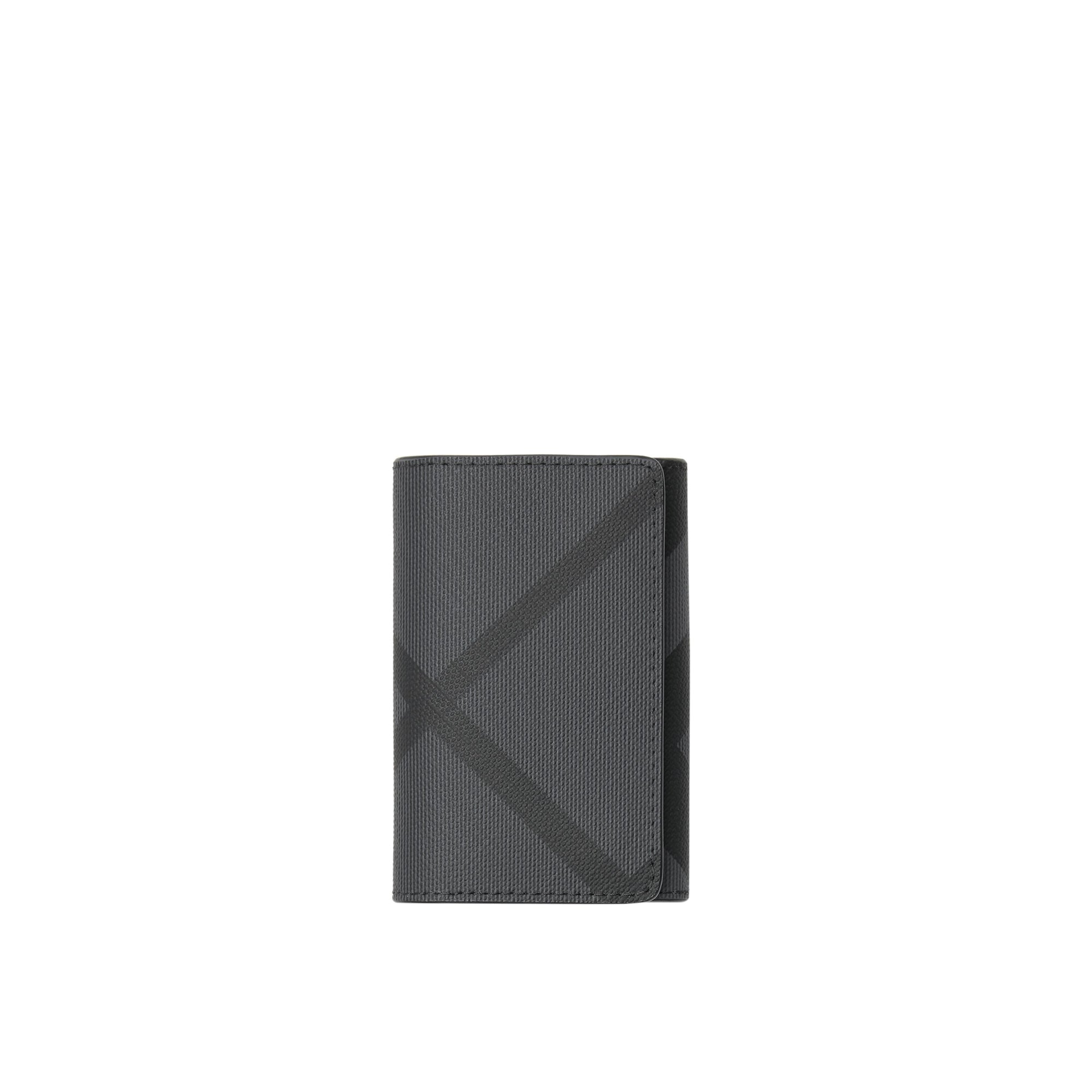 CHARCOAL/BLACK Étui pour clés en cuir et à motif London check