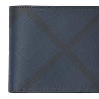NAVY/BLACK Portefeuille à rabat multidevise en cuir et tissu London check