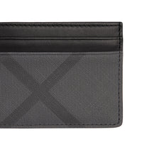 CHARCOAL/BLACK Porte-cartes en tissu London check et cuir