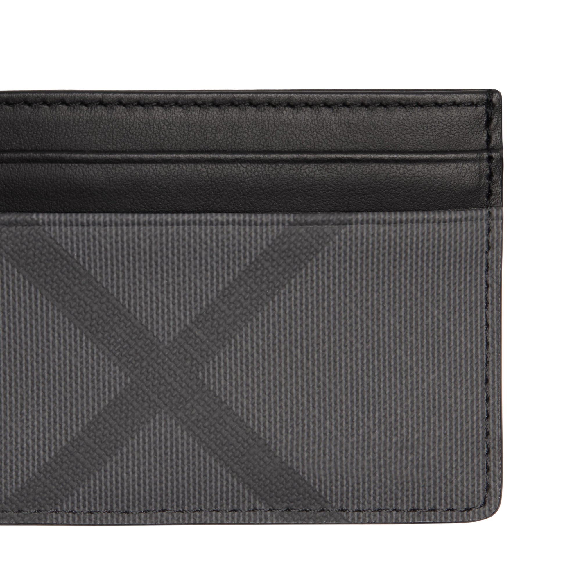 CHARCOAL/BLACK Porte-cartes en tissu London check et cuir
