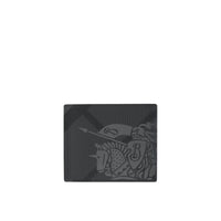 CHARCOAL/BLACK Portefeuille à rabat multidevise à motif London check et emblème du Cavalier