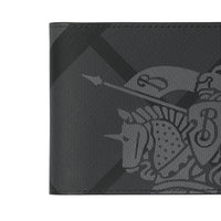 CHARCOAL/BLACK Portefeuille à rabat multidevise à motif London check et emblème du Cavalier