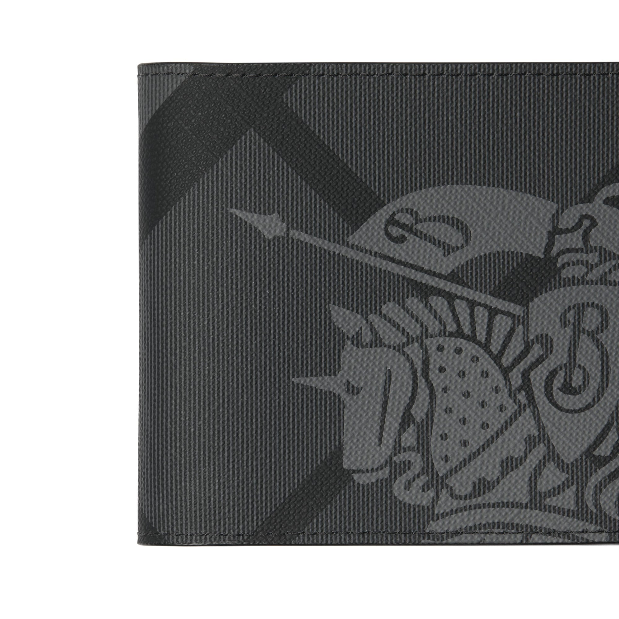 CHARCOAL/BLACK Portefeuille à rabat multidevise à motif London check et emblème du Cavalier