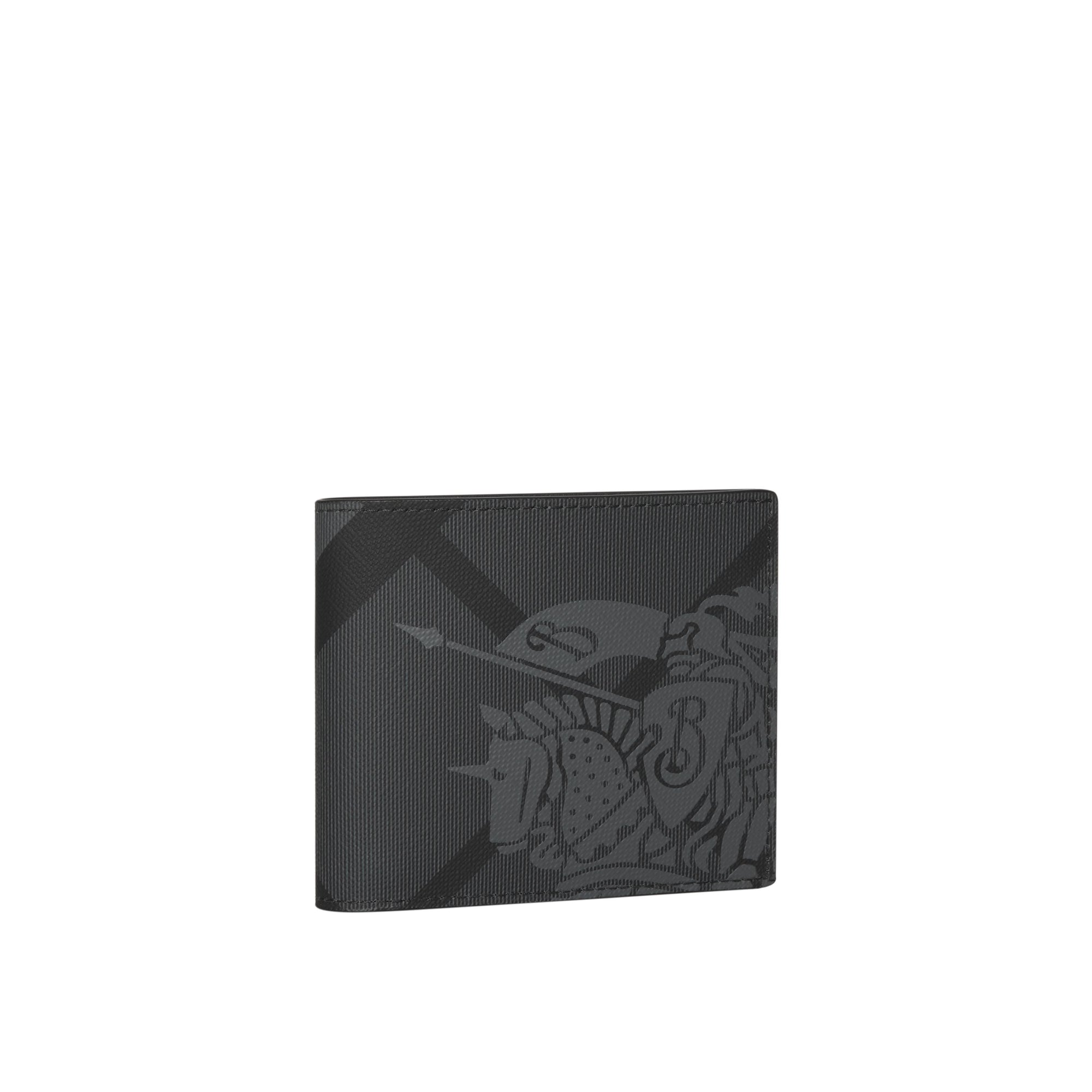 CHARCOAL/BLACK Portefeuille à rabat multidevise à motif London check et emblème du Cavalier