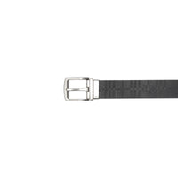 BLACK/BLACK Ceinture réversible en cuir avec motif check et emblème du Cavalier