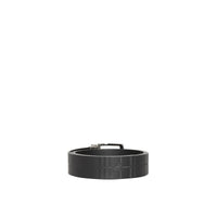 BLACK/BLACK Ceinture réversible en cuir avec motif check et emblème du Cavalier
