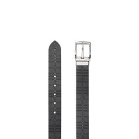 BLACK/BLACK Ceinture réversible en cuir avec motif check et emblème du Cavalier