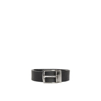 BLACK/BLACK Ceinture réversible en cuir avec motif check et emblème du Cavalier