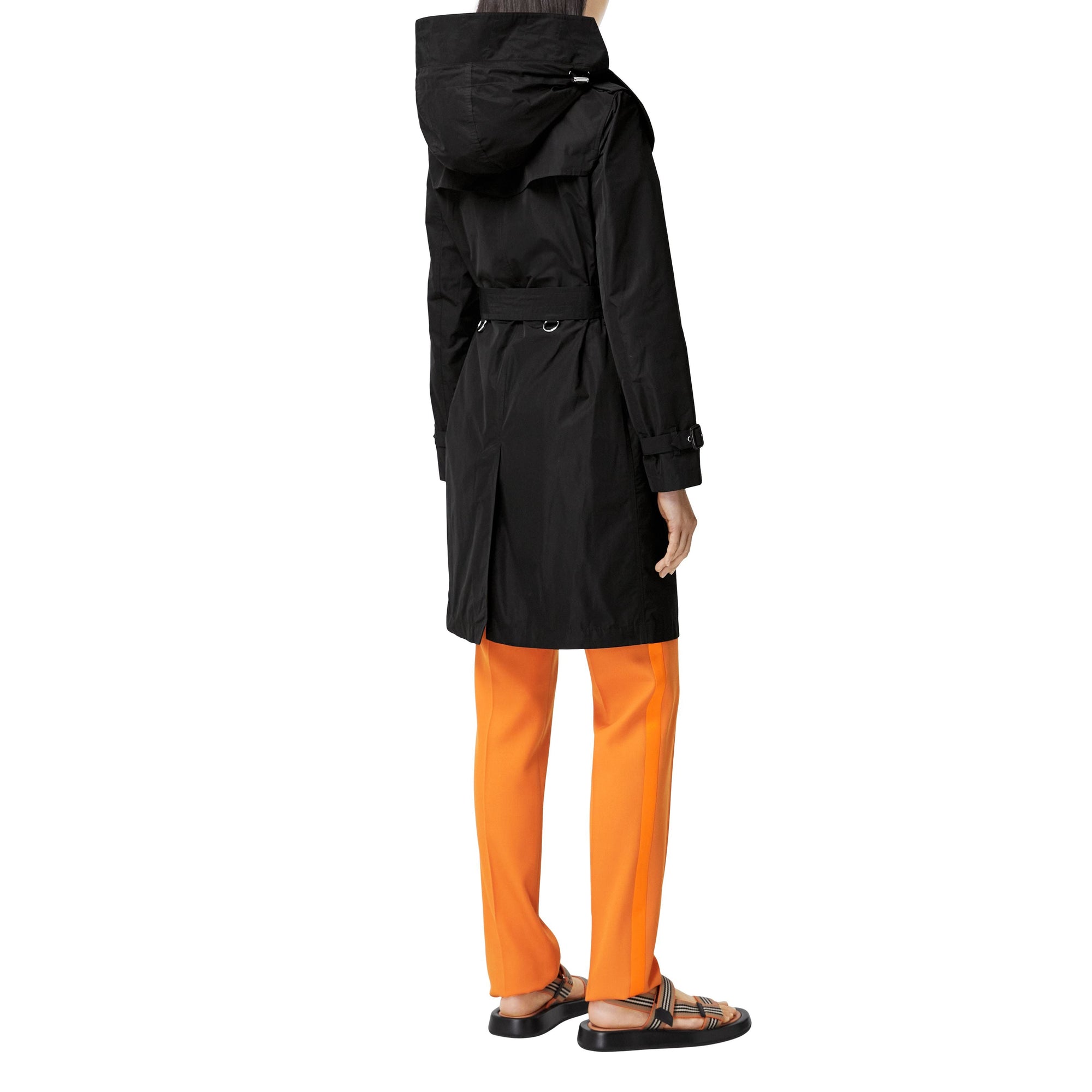 Trench-coat en taffetas à capuche amovible - Noir