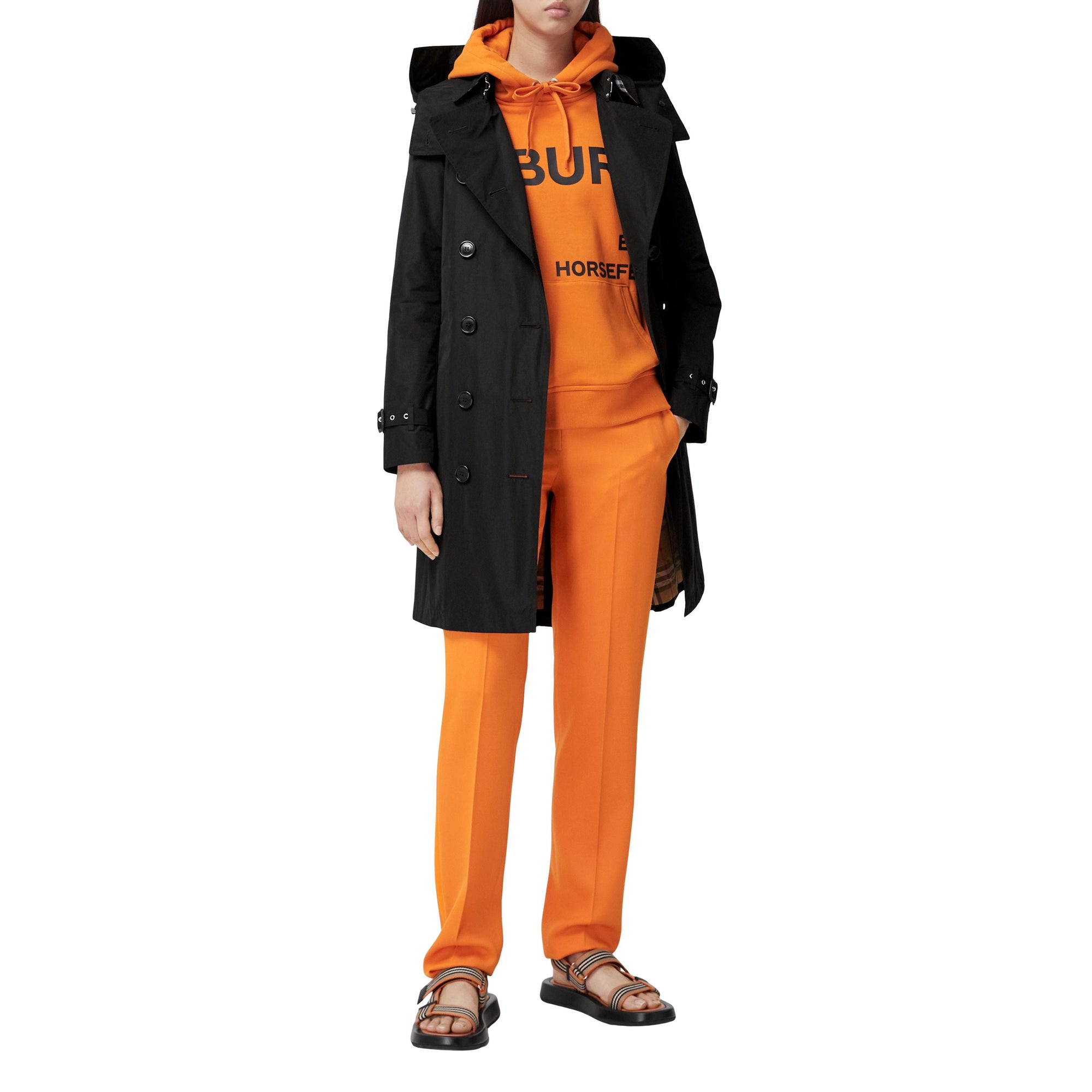 Trench-coat en taffetas à capuche amovible - Noir