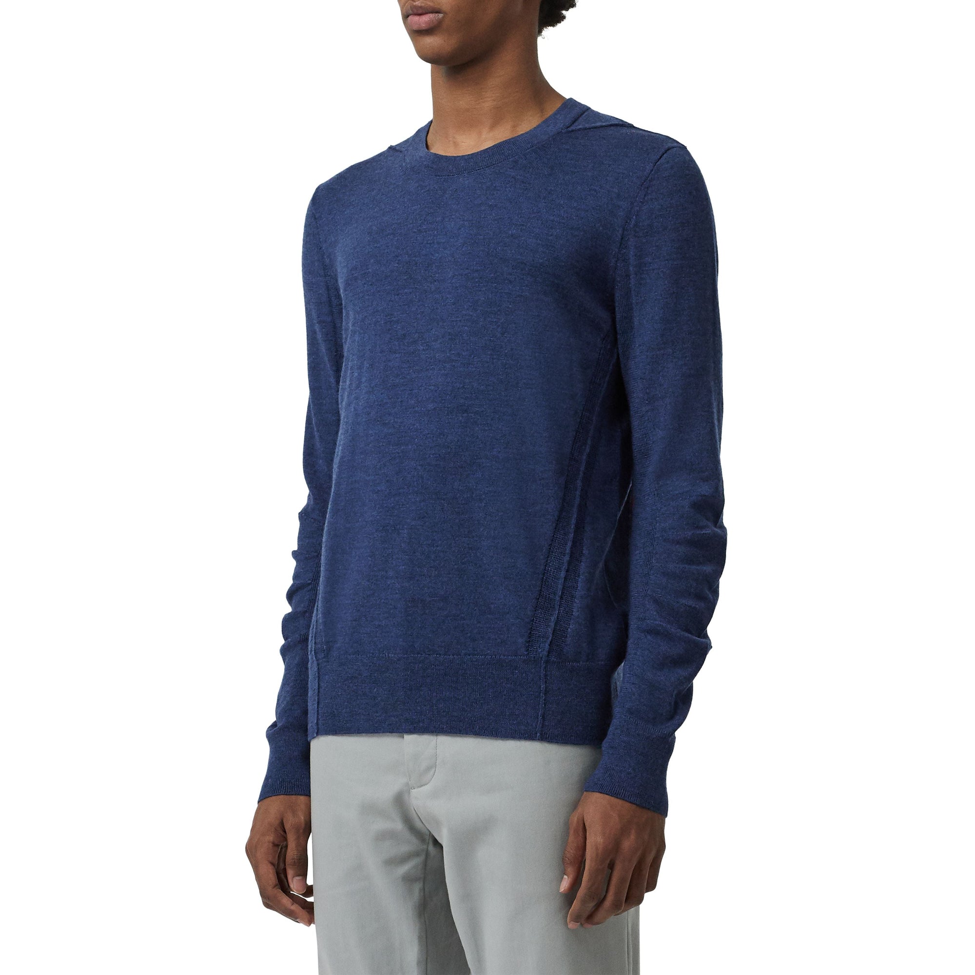 STORM BLUE Pull en laine mérinos avec détails en maille côtelée