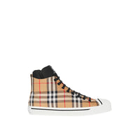 ANTIQUE YELLOW Sneakers montantes à motif Vintage check