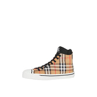 ANTIQUE YELLOW Sneakers montantes à motif Vintage check
