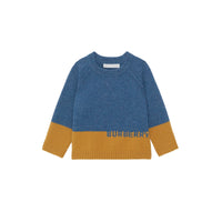 DUSTY BLUE MELANGE Pull en cachemire avec logo en intarsia