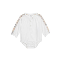 Coffret cadeau trois pièces en coton à motif check pour bébé - Blanc
