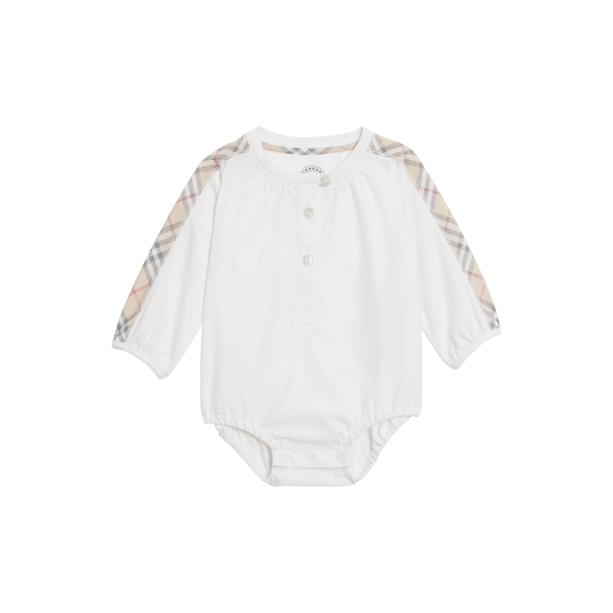 Coffret cadeau trois pièces en coton à motif check pour bébé - Blanc