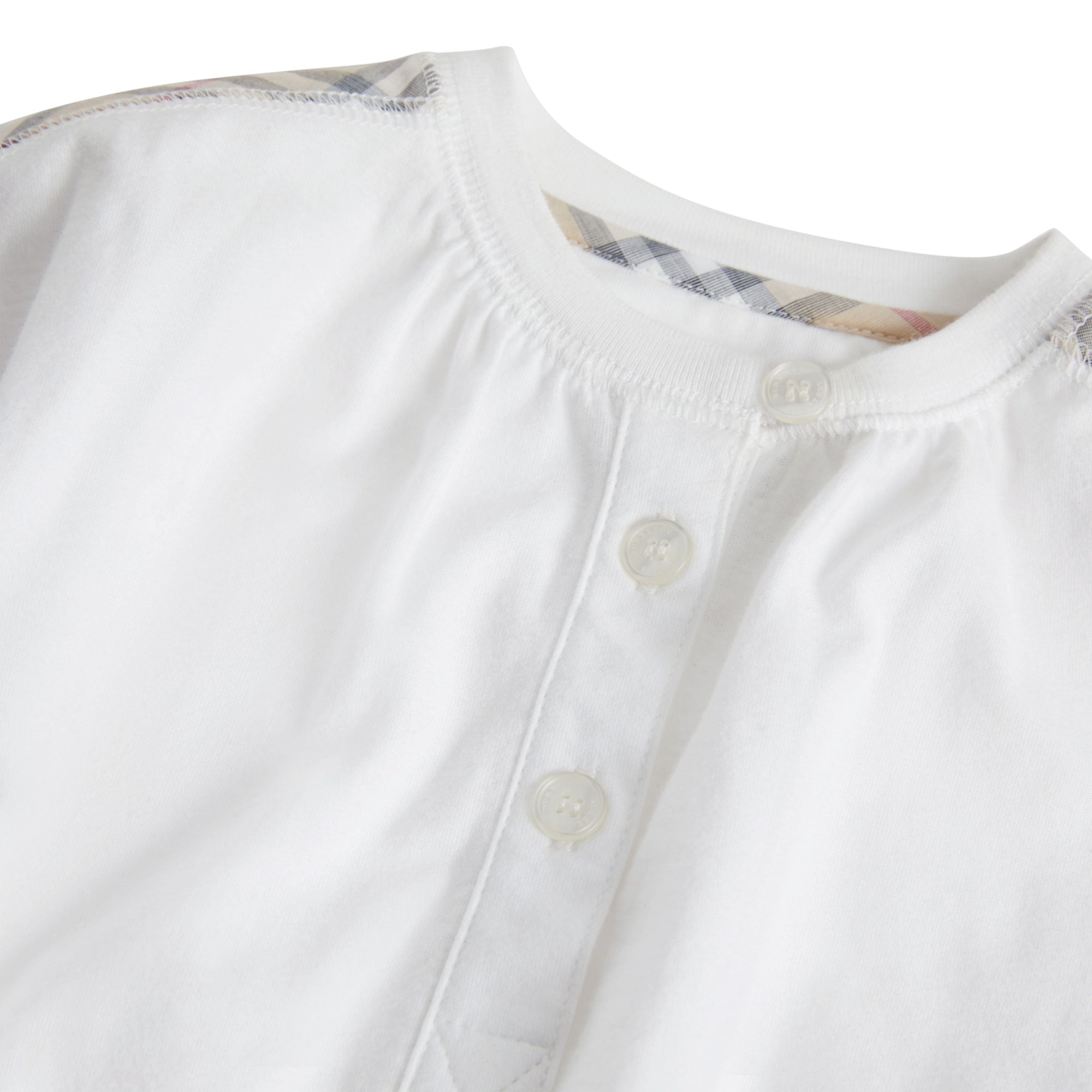 Coffret cadeau trois pièces en coton à motif check pour bébé - Blanc