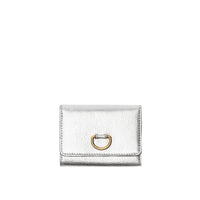 SILVER Petit portefeuille en cuir métallisé avec boucle en D