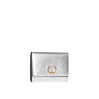 SILVER Petit portefeuille en cuir métallisé avec boucle en D
