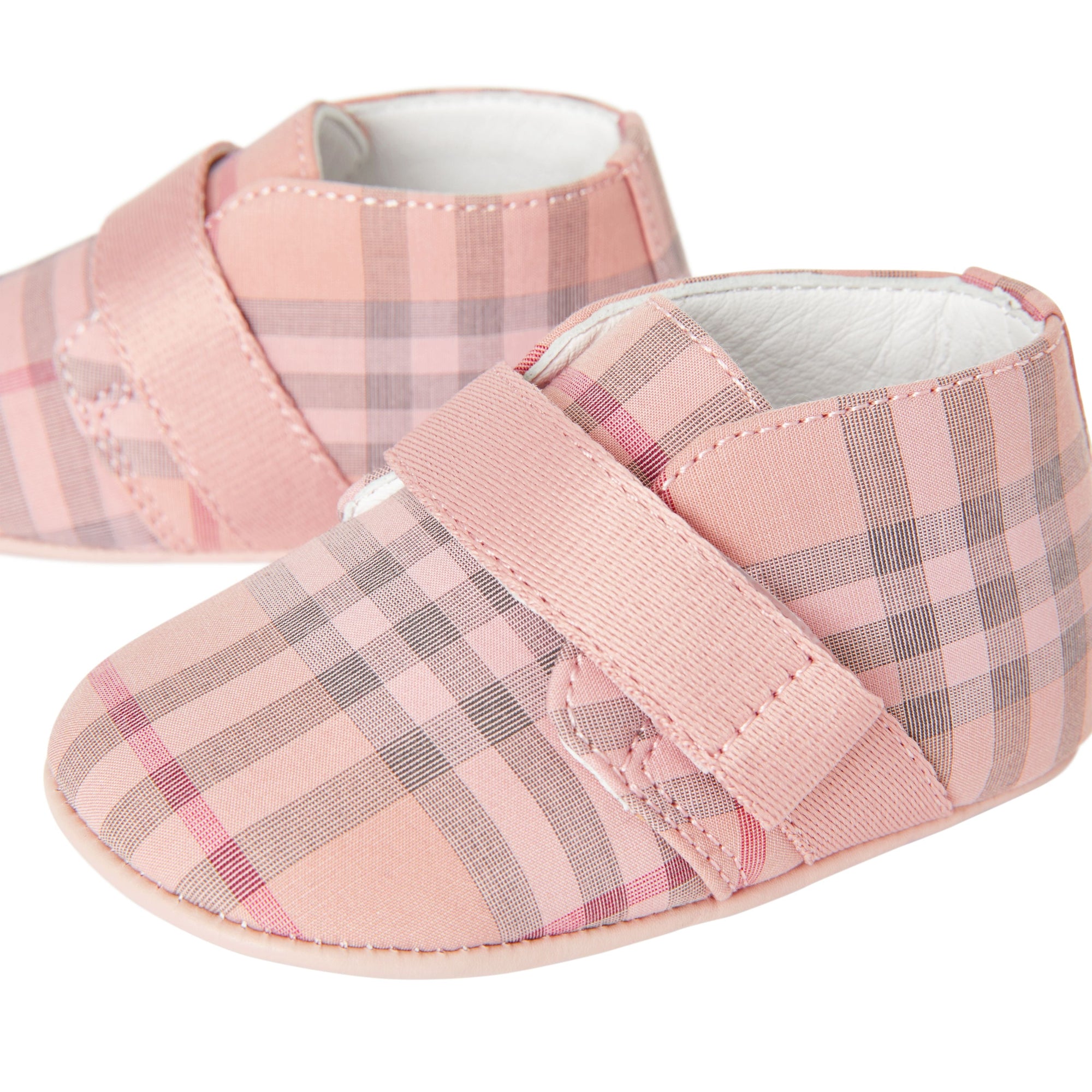 LIGHT ROSE Chaussures en cuir et coton à motif check
