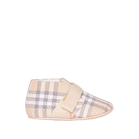 Chaussures en cuir et coton à motif check - Stone pâle