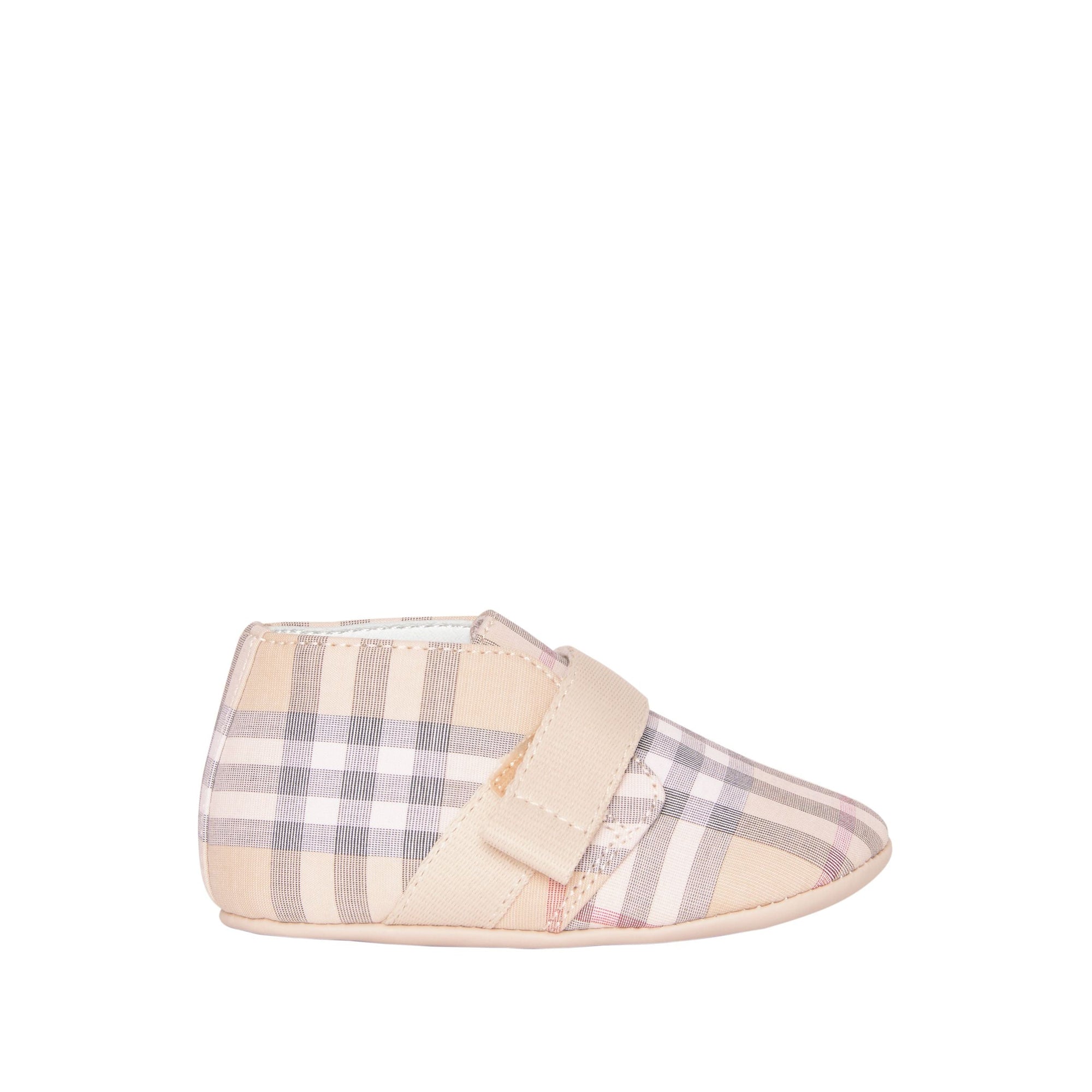 Chaussures en cuir et coton à motif check - Stone pâle