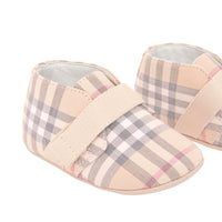 Chaussures en cuir et coton à motif check - Stone pâle