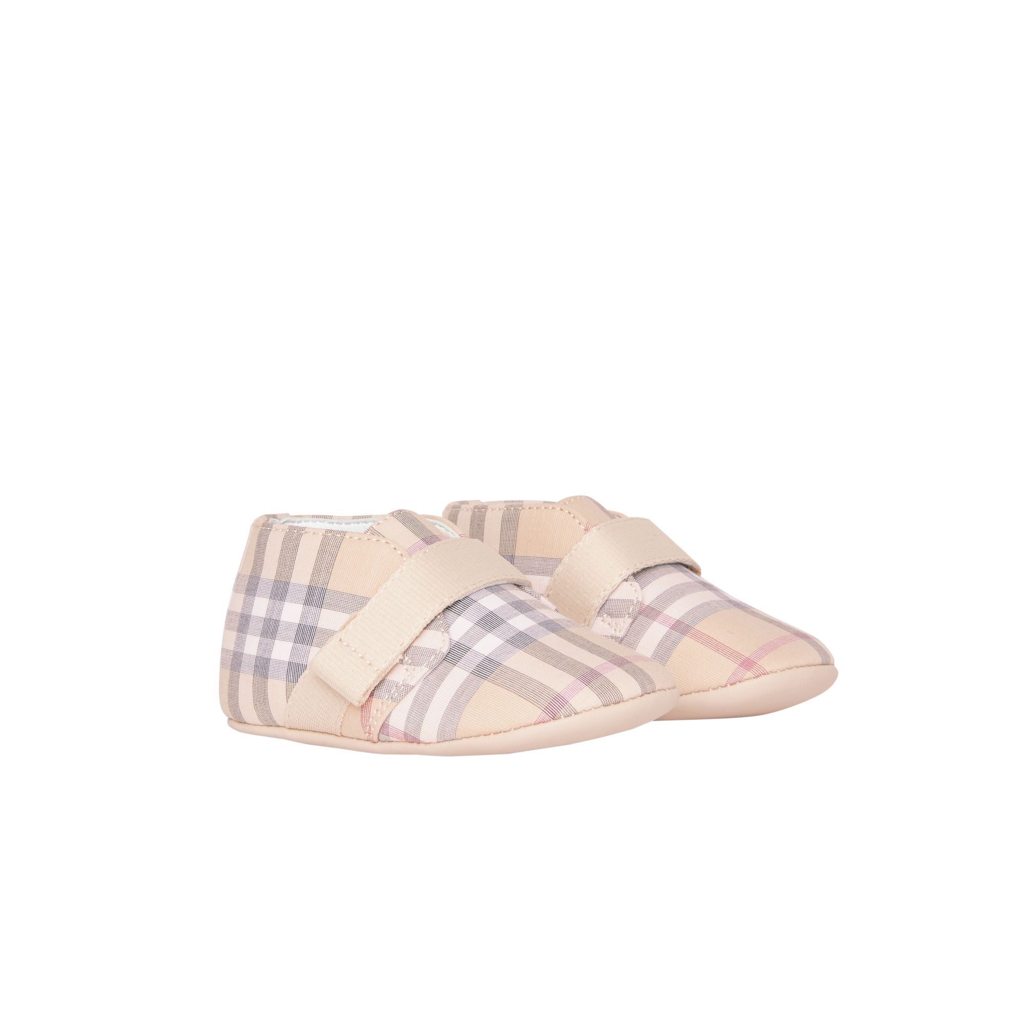 Chaussures en cuir et coton à motif check - Stone pâle