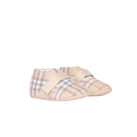 PALE STONE Chaussures en cuir et coton à motif check