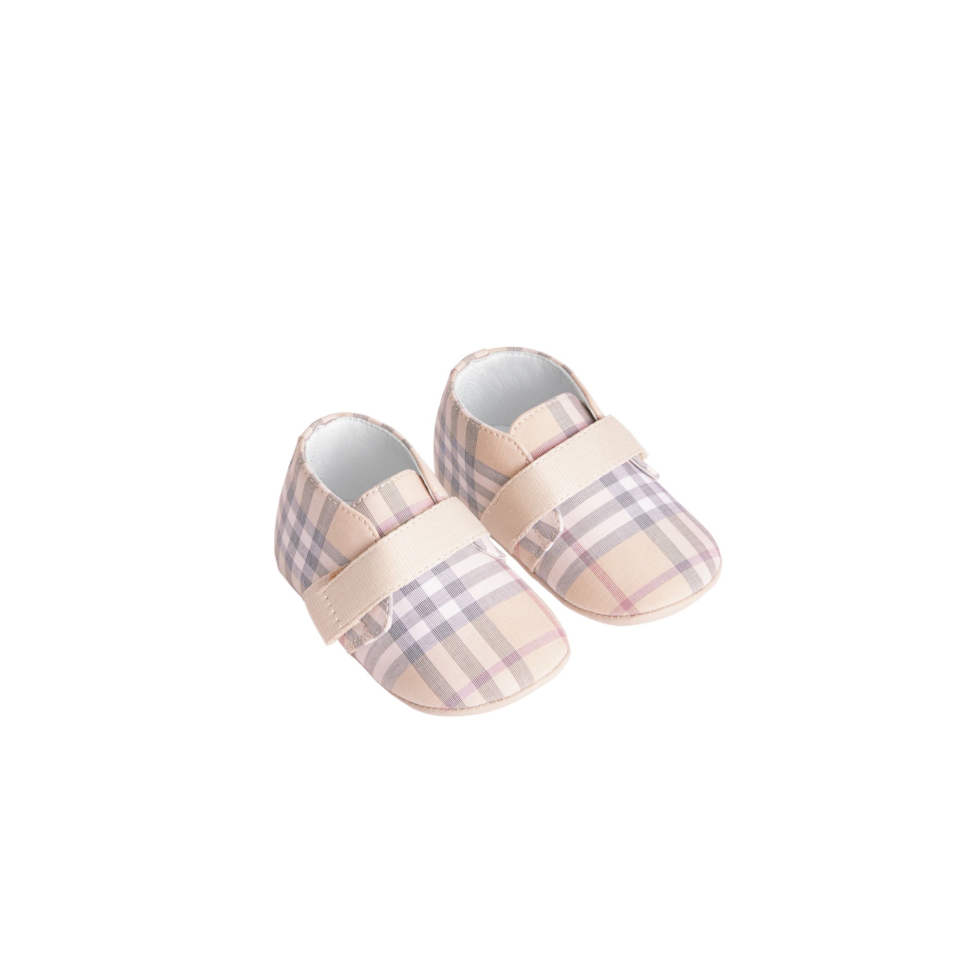 Chaussures en cuir et coton à motif check - Stone pâle