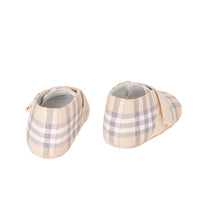 Chaussures en cuir et coton à motif check - Stone pâle