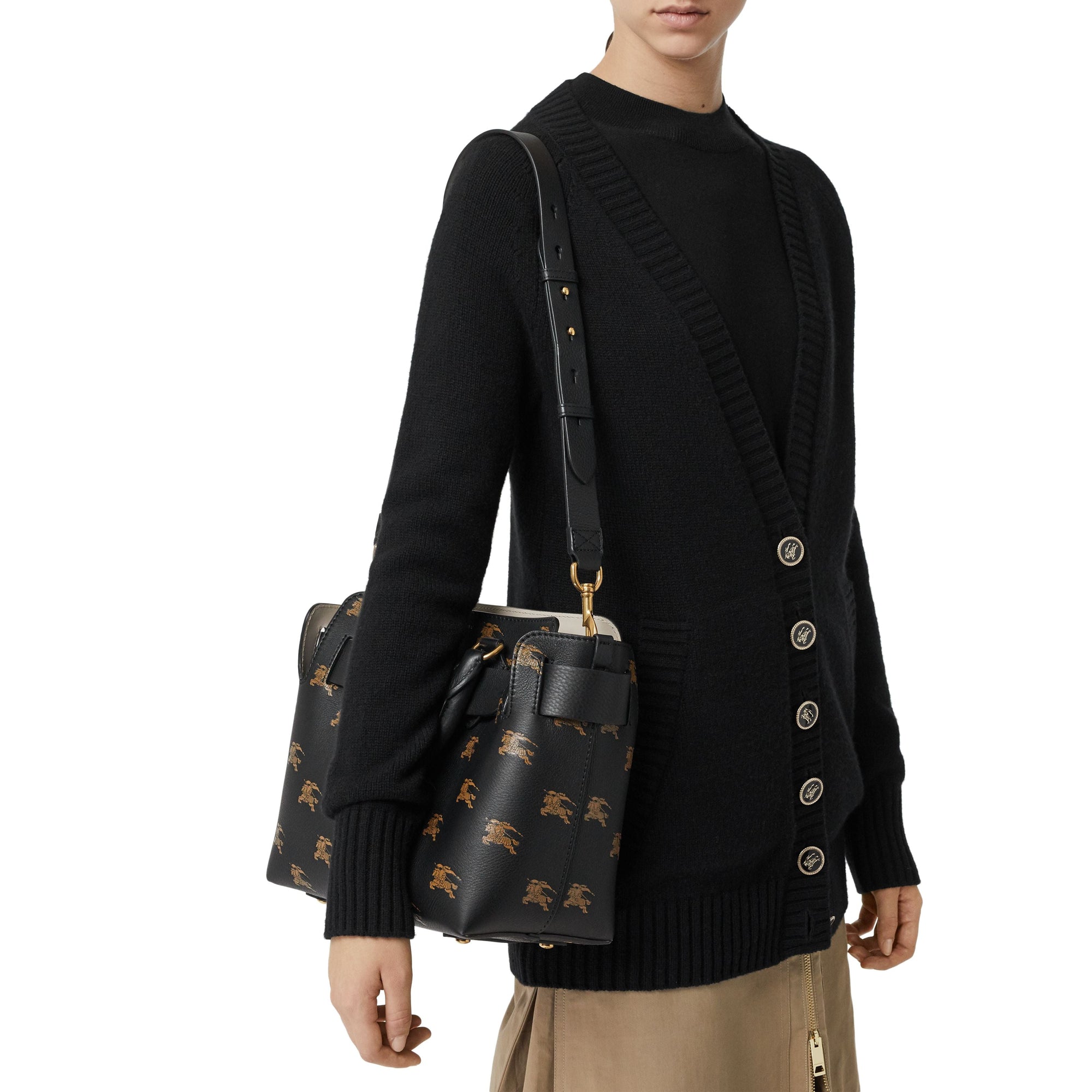 BLACK Petit sac The Belt en cuir avec emblème du Cavalier