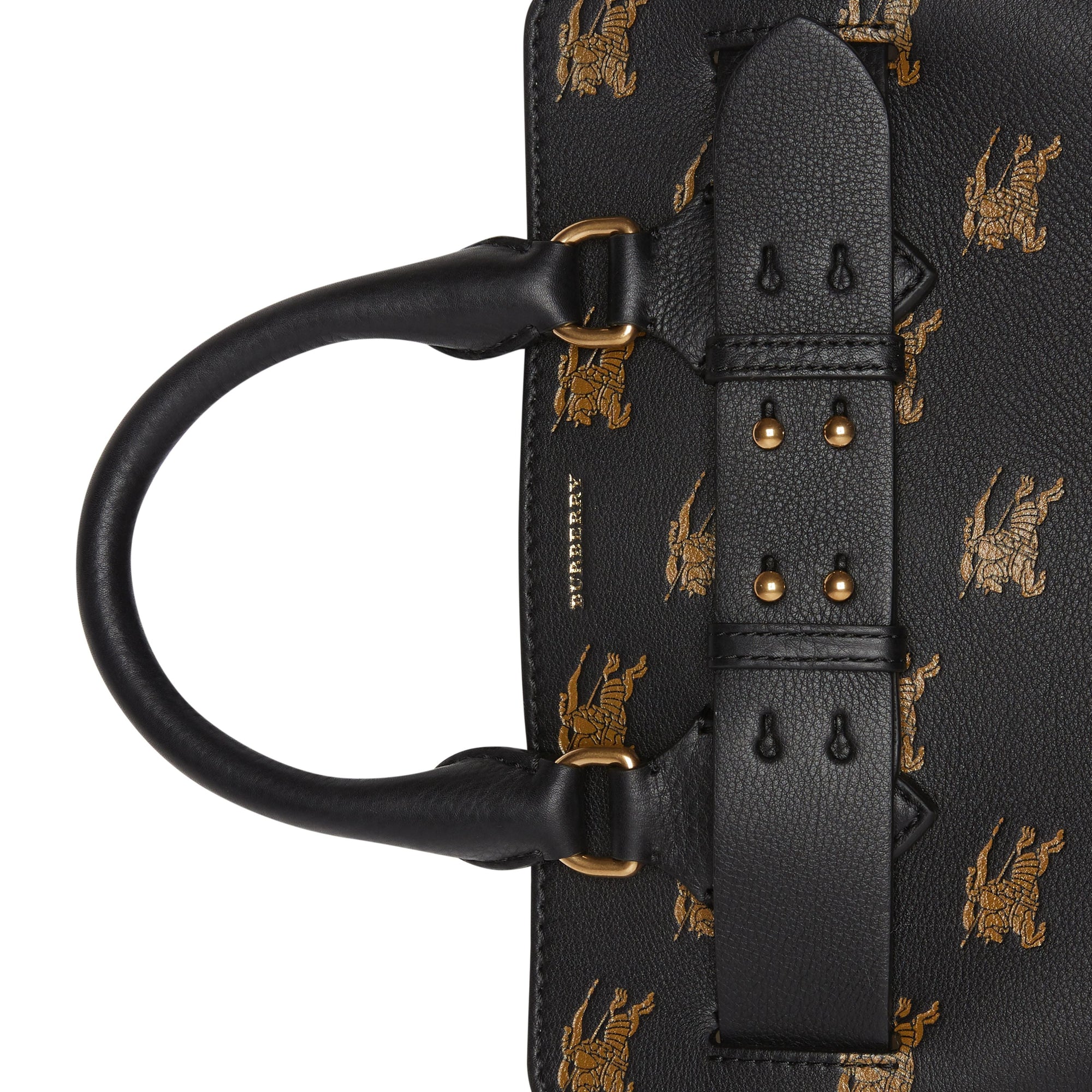 Petit sac the belt en cuir avec emblème du cavalier - Noir