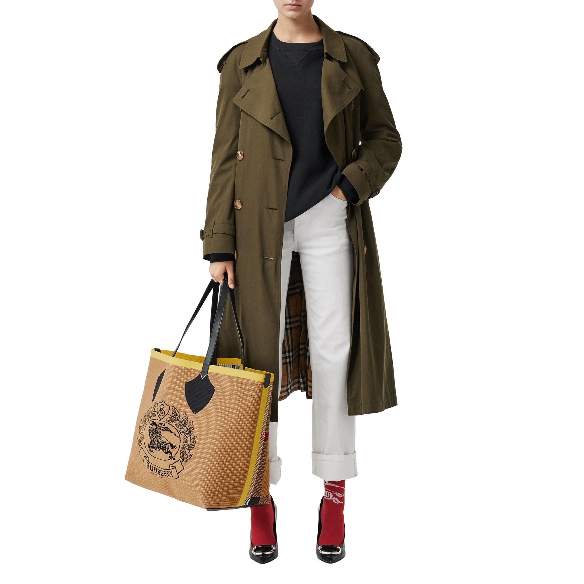 BLACK/IRIS YELLOW Sac tote The Giant avec écusson d'archive en maille