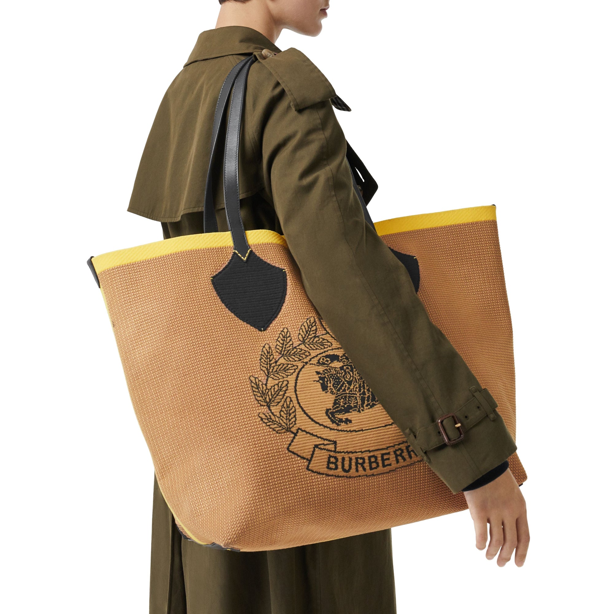 BLACK/IRIS YELLOW Sac tote The Giant avec écusson d'archive en maille