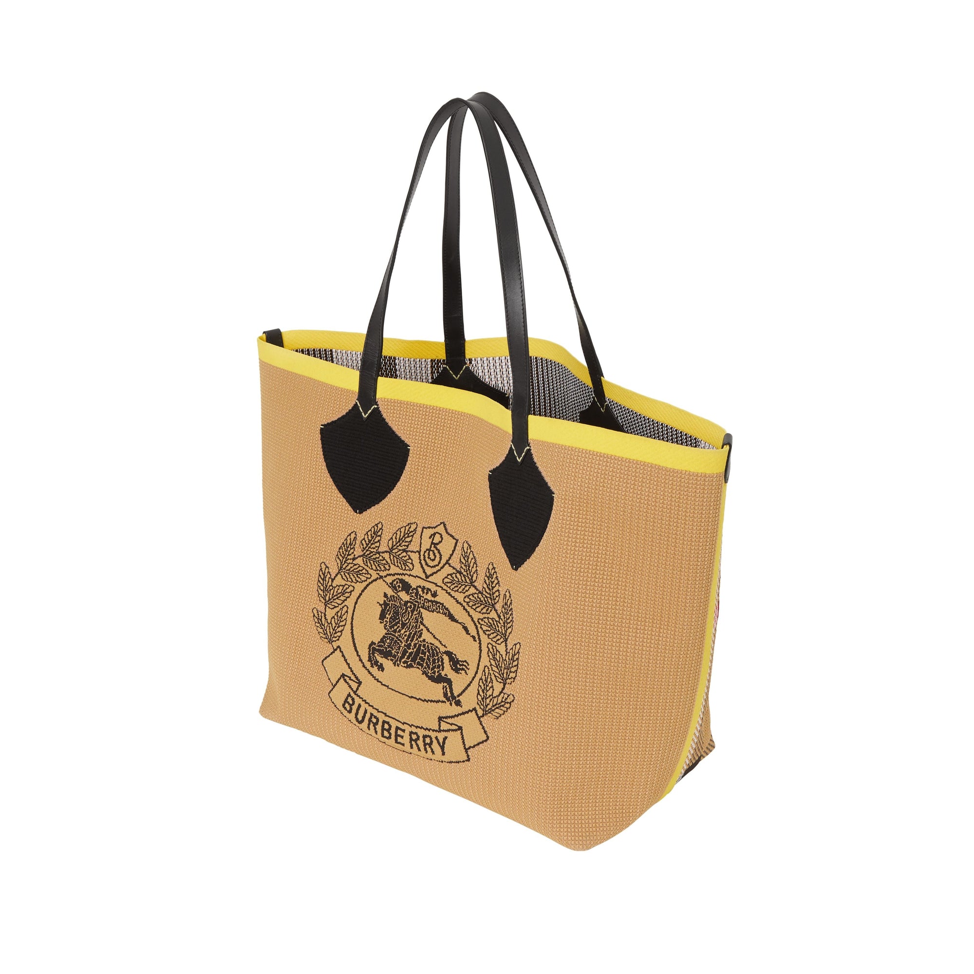BLACK/IRIS YELLOW Sac tote The Giant avec écusson d'archive en maille