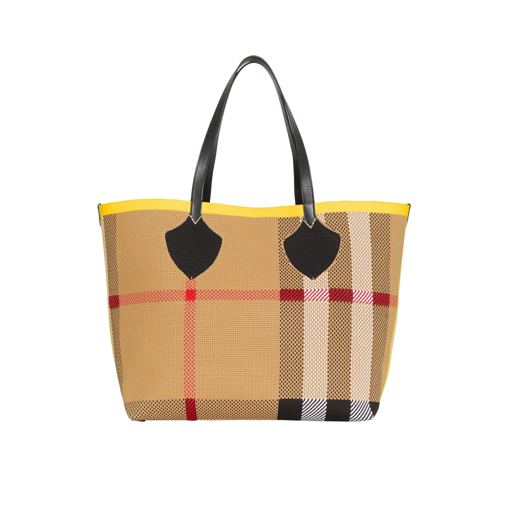 BLACK/IRIS YELLOW Sac tote The Giant avec écusson d'archive en maille