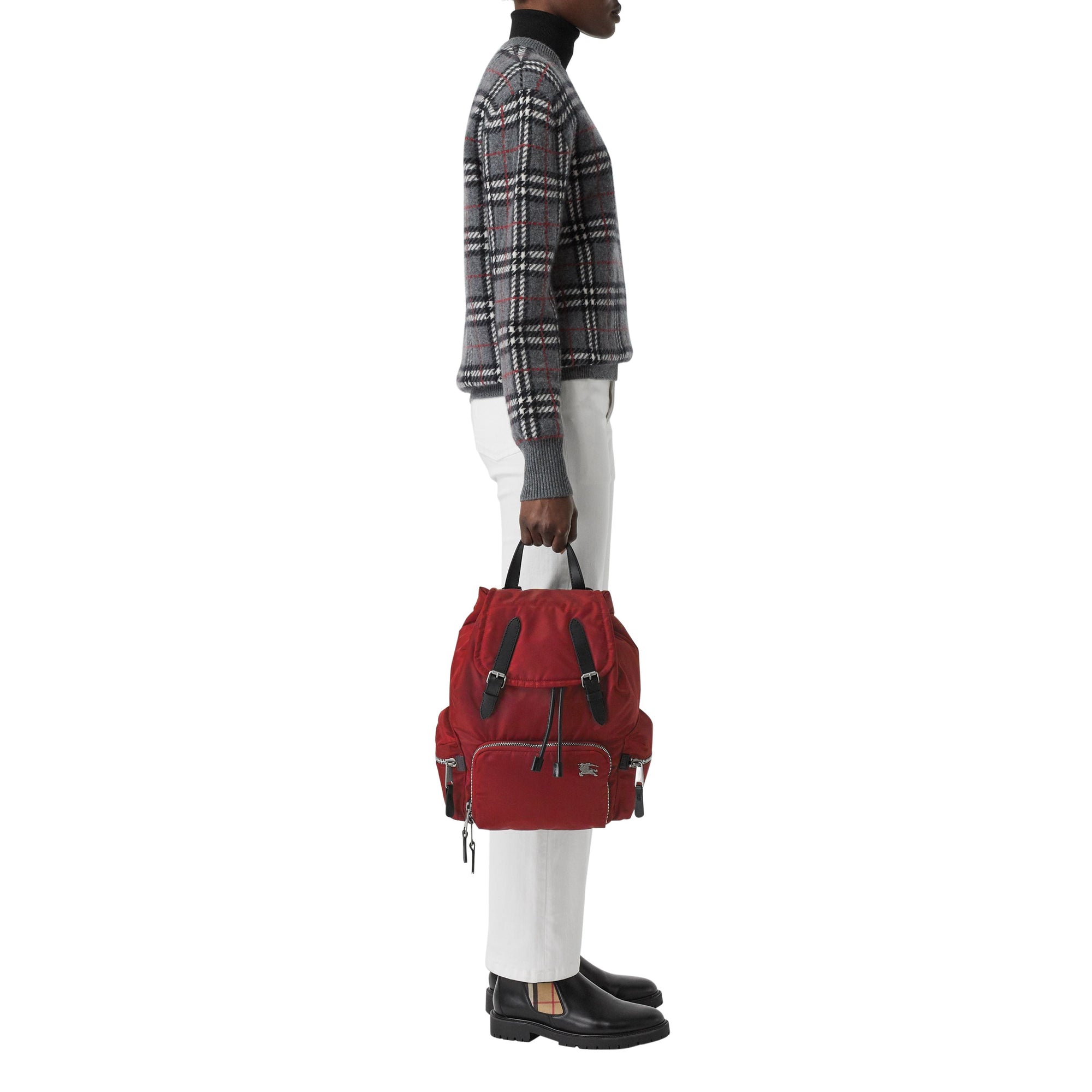BURGUNDY RED Sac The Rucksack moyen en nylon et cuir