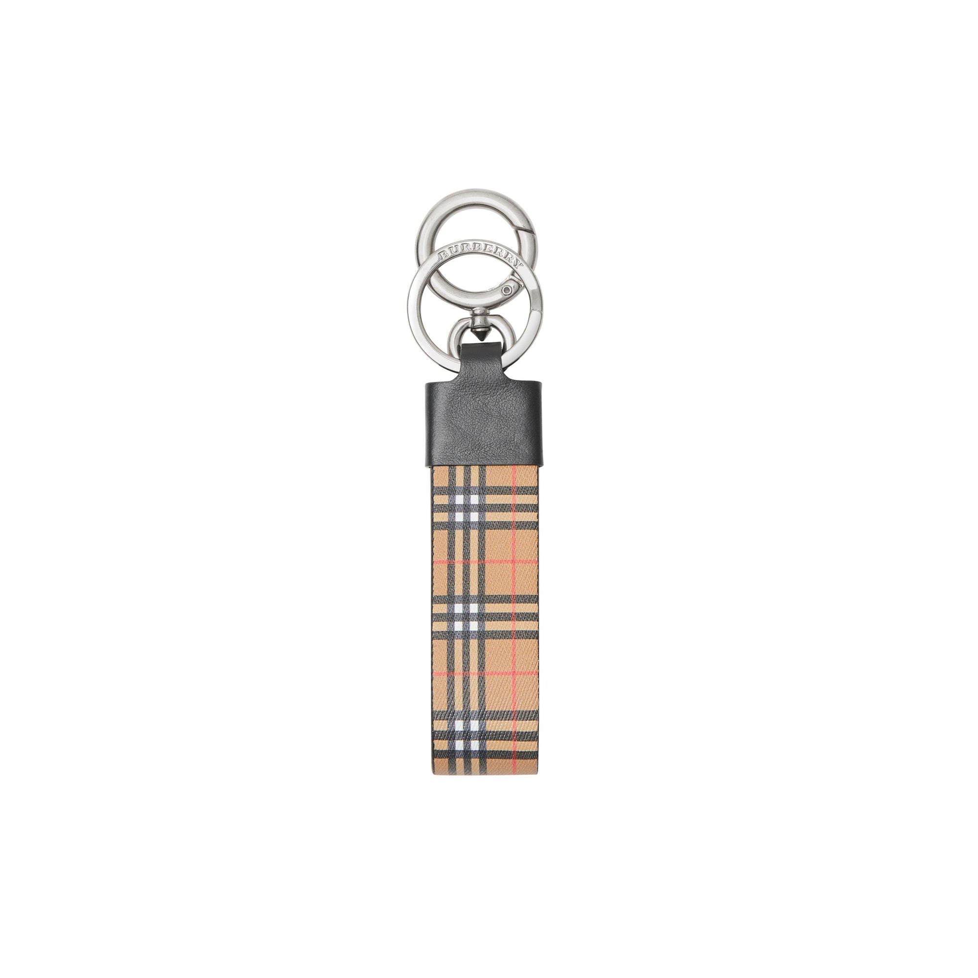 ANTIQUE YLW/MINI CHK Porte-clés en cuir et à micro-motif check