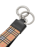 ANTIQUE YLW/MINI CHK Porte-clés en cuir et à micro-motif check
