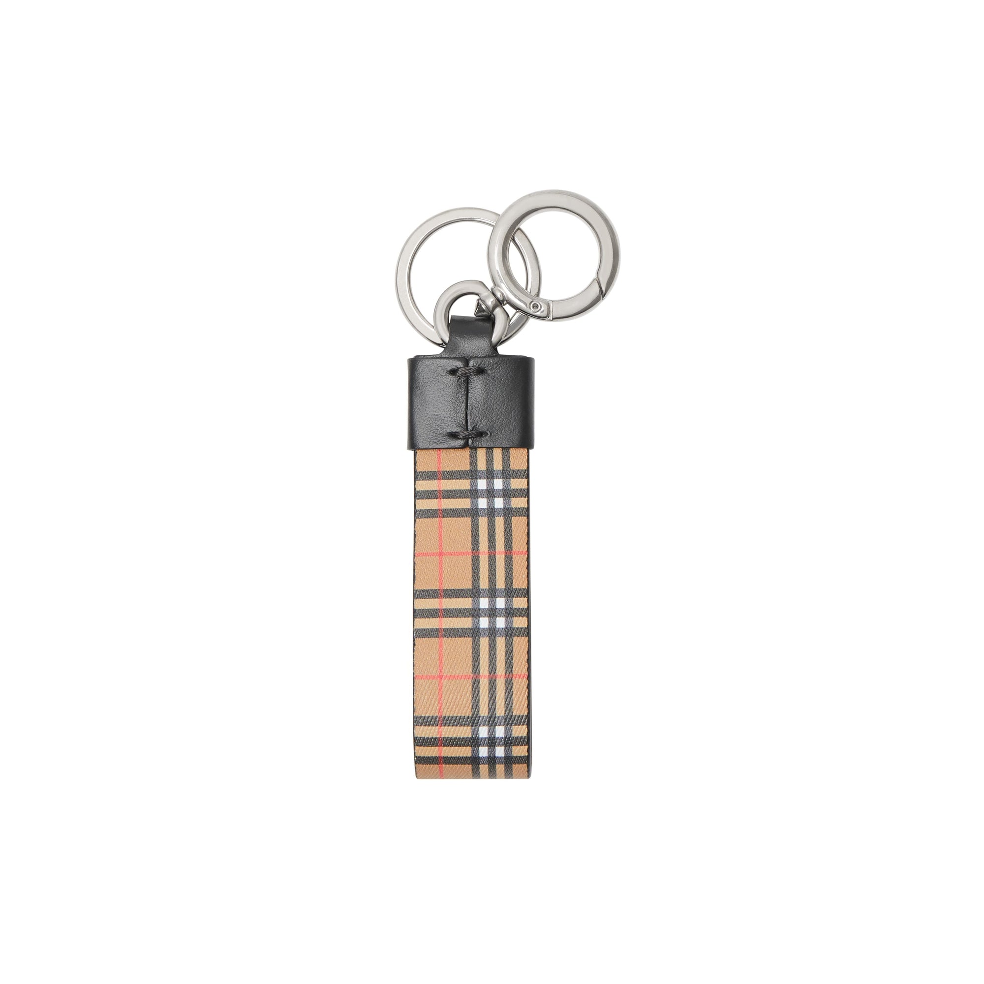 ANTIQUE YLW/MINI CHK Porte-clés en cuir et à micro-motif check