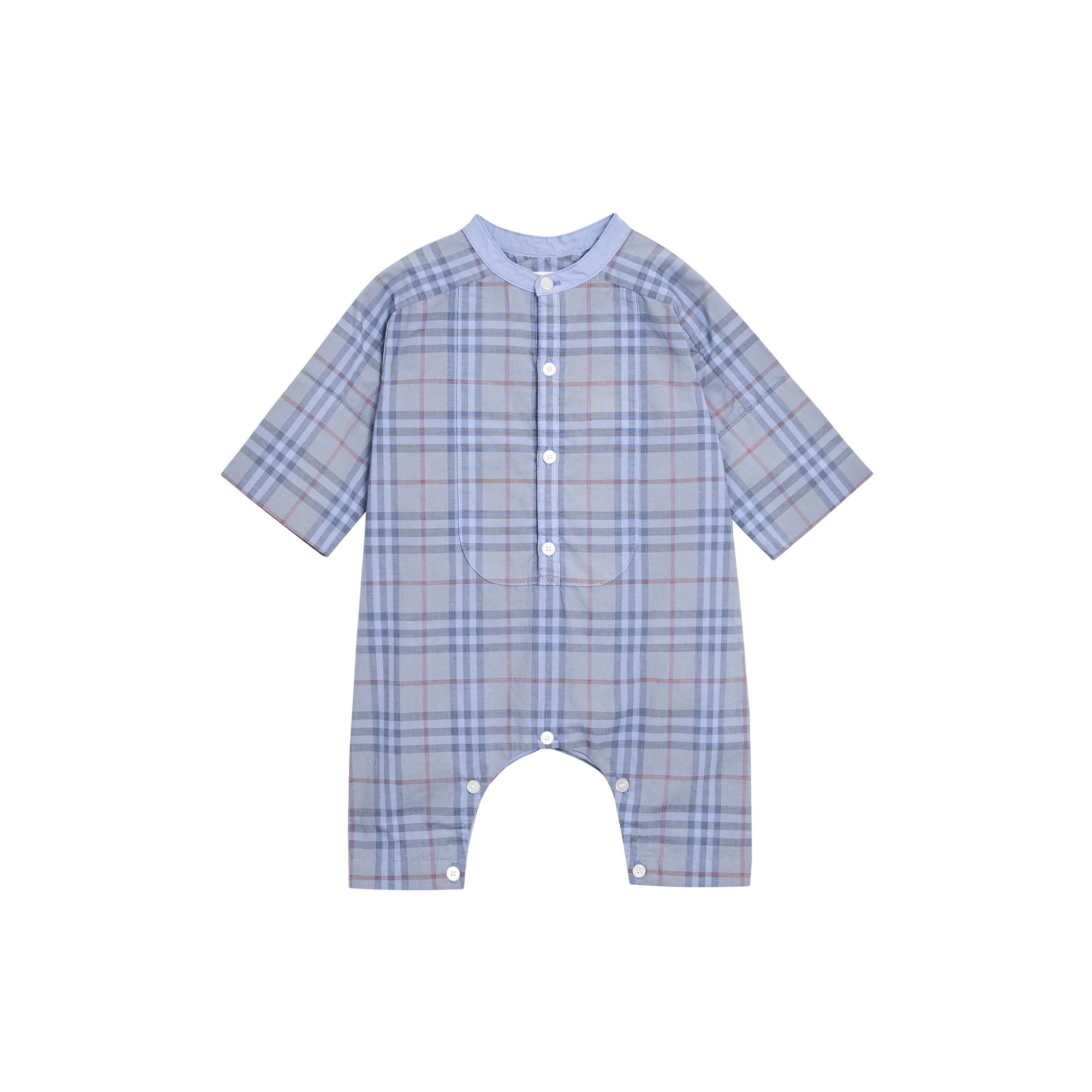 DUSTY BLUE Combinaison en coton check à plastron