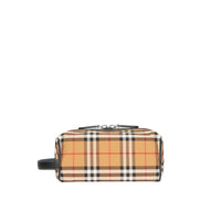 Pochette en cuir et vintage check - Jaune antique
