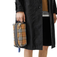 Pochette en cuir et vintage check - Jaune antique